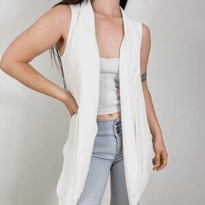*Zara White Long Waterfall Vest